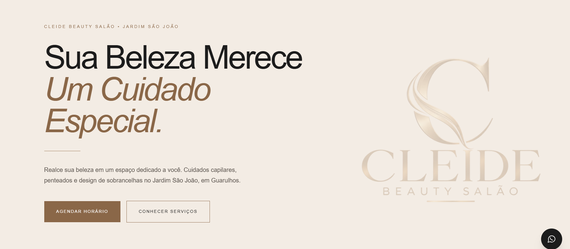 Site Cleide Beauty Salão na versão computador
